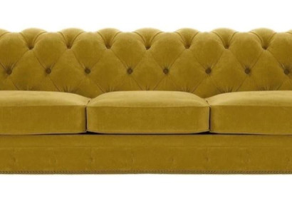Luxus Gelb Chesterfield Samt Dreisitzer Polster Möbel Hotel Wohnzimmer Praxis
